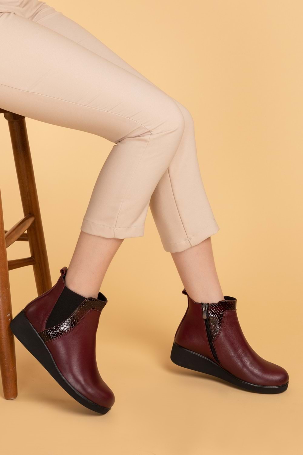 Gondol Hakiki Deri Anatomik Taban Bot Bordo 38 esfa.19902