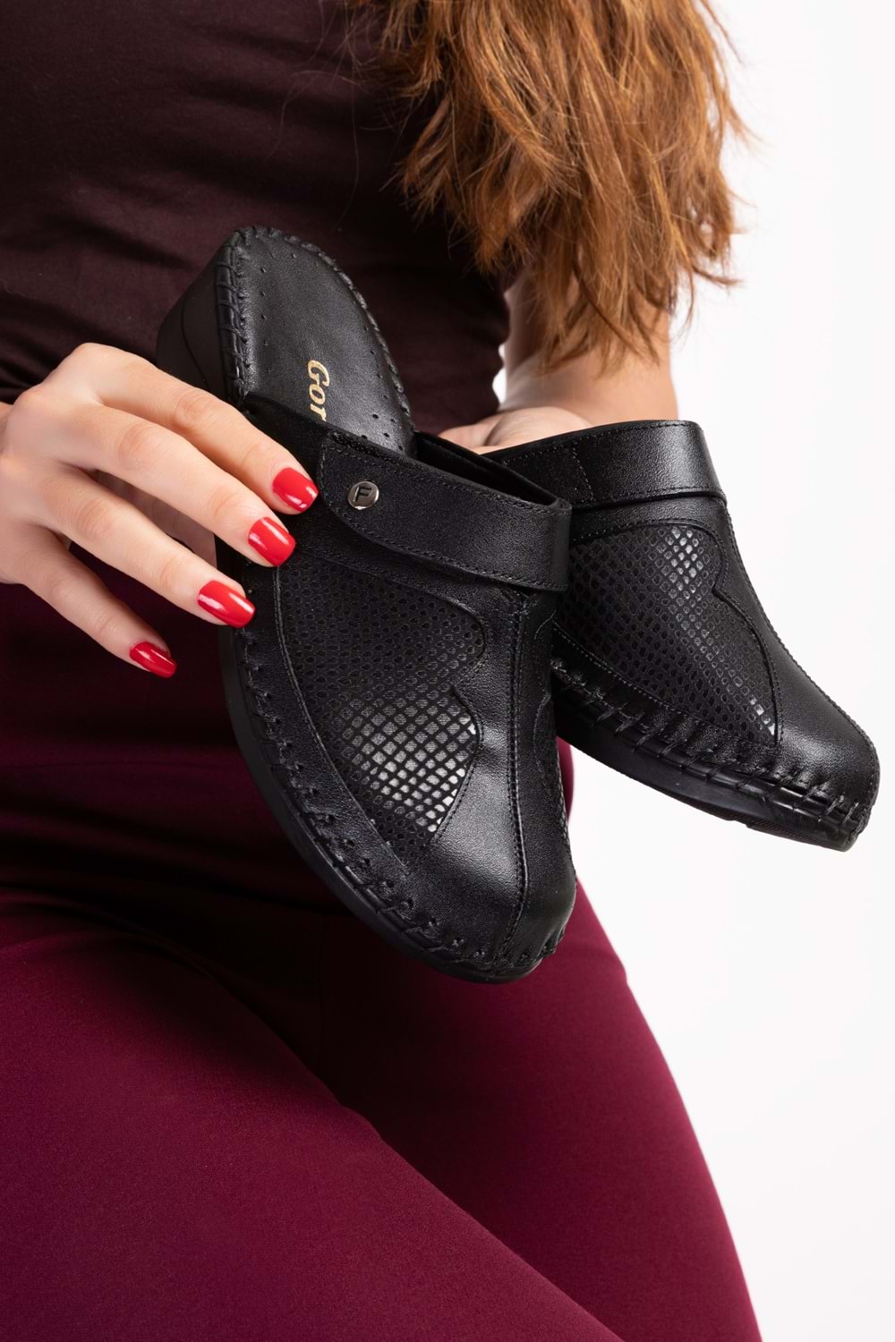 Gondol Hakiki Deri Kemik Çıkıntısına Özel Terlik-yprk.511 - Siyah - 39