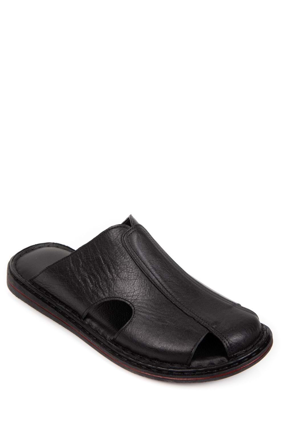 Gondol Hakiki Deri Önü Kapalı Yumusak Taban Terlik kml.103 - Siyah - 45