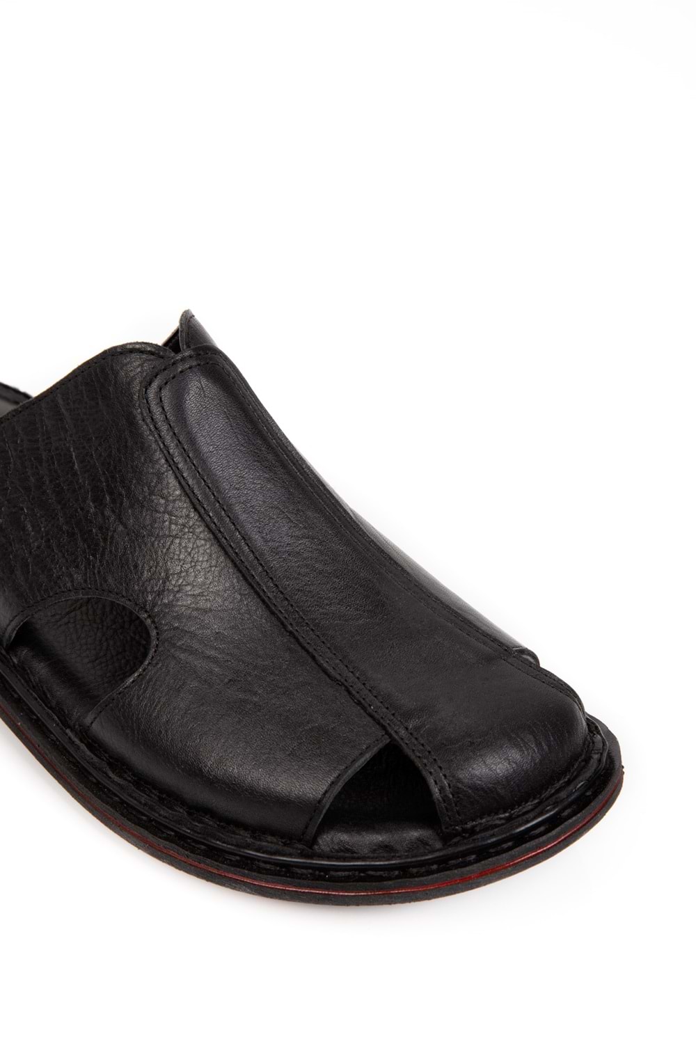 Gondol Hakiki Deri Önü Kapalı Yumusak Taban Terlik kml.103 - Siyah - 45