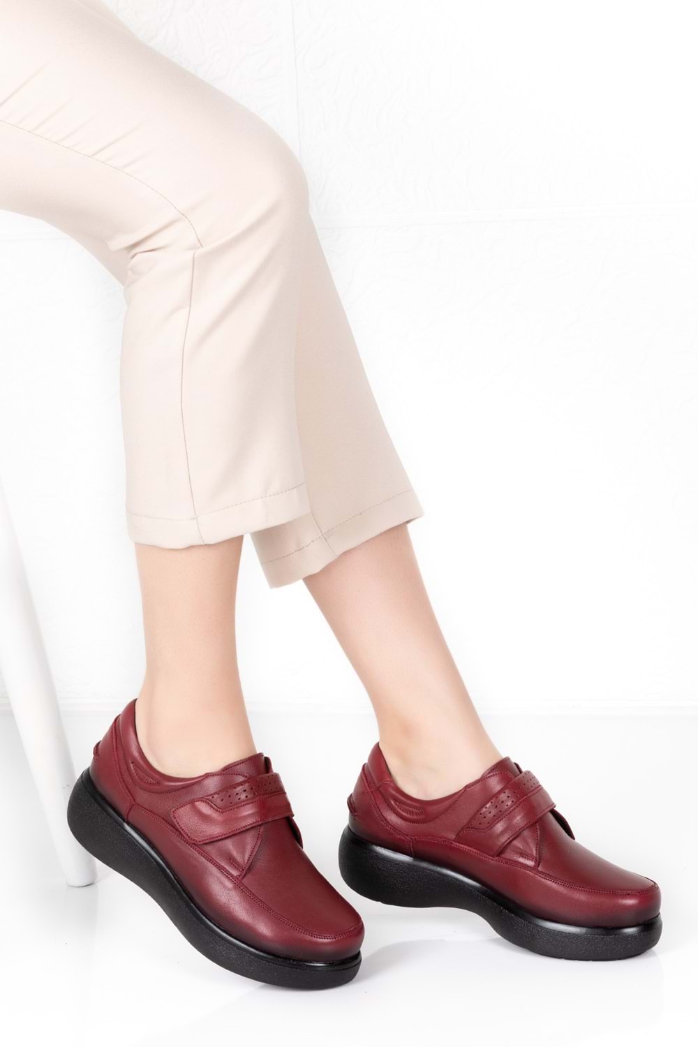 Gondol Hakiki Deri Kışlık Rahat Ayakkabı elnr.5008-1 - Bordo - 39