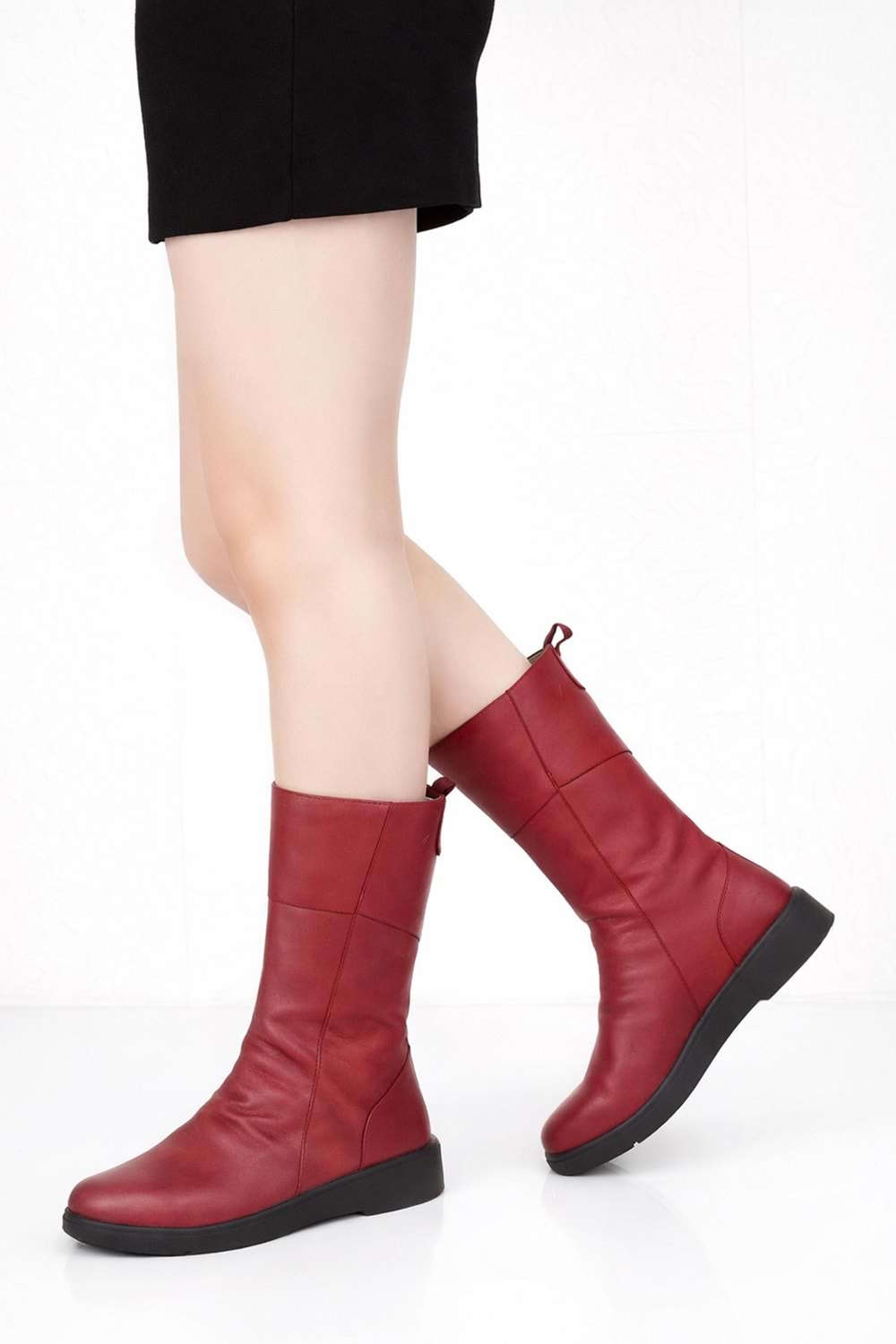 Gondol Hakiki Deri Sıcak Astar Yumuşak Dokulu Çizme esfa.1600 - kırmızı - 38