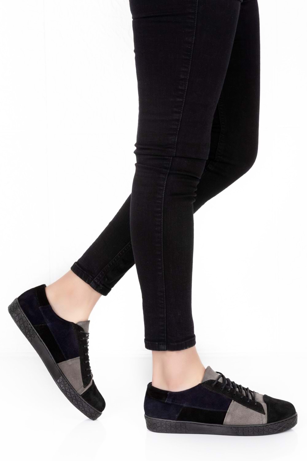 Gondol Hakiki Deri Renkli Kombin Spor Ayakkabı ert.150 - Siyah - 38