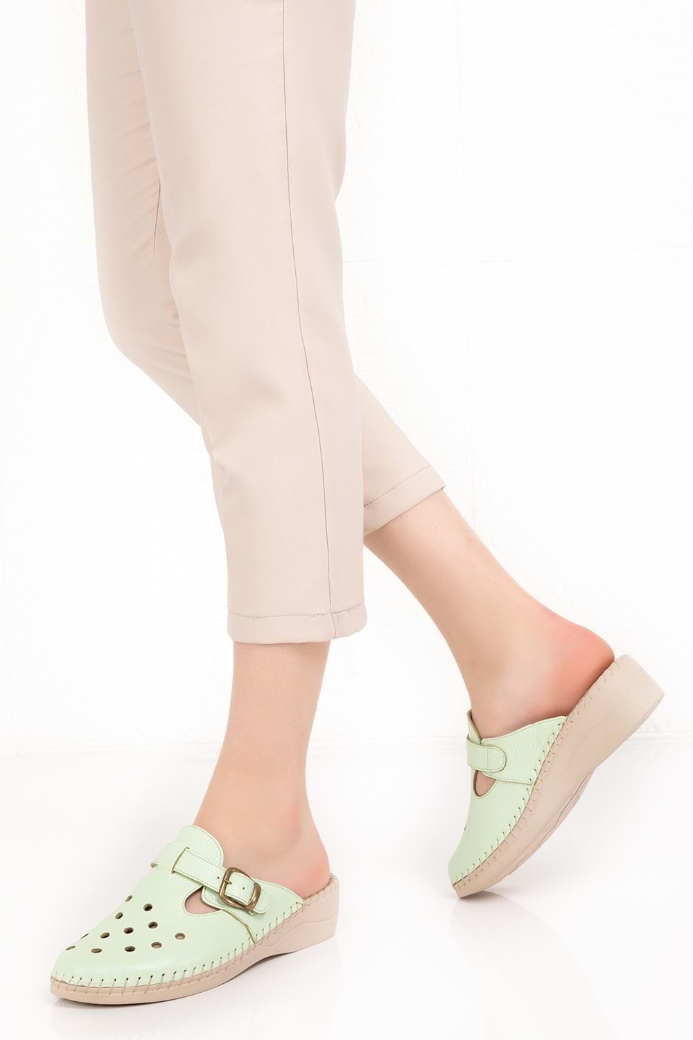 Gondol Ortopedik Deri Sabo Terlik yprk.510 - Su Yeşili - 37