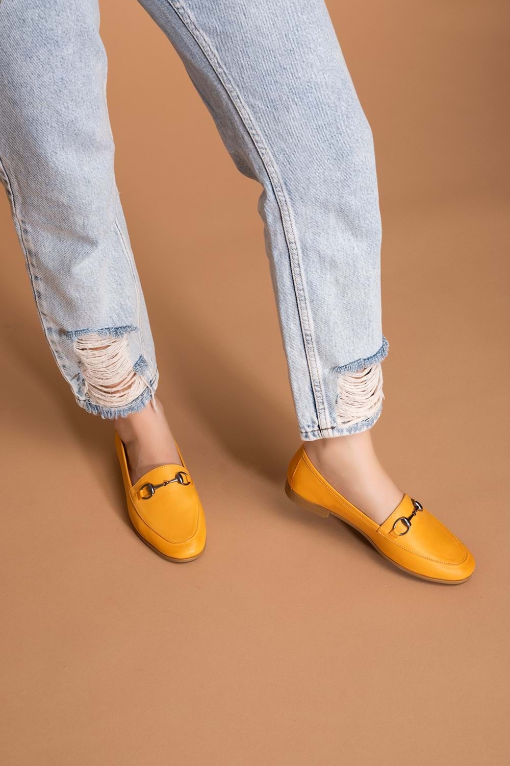 Gondol Hakiki Deri Kadın Babet iz.3501 - Sarı - 40