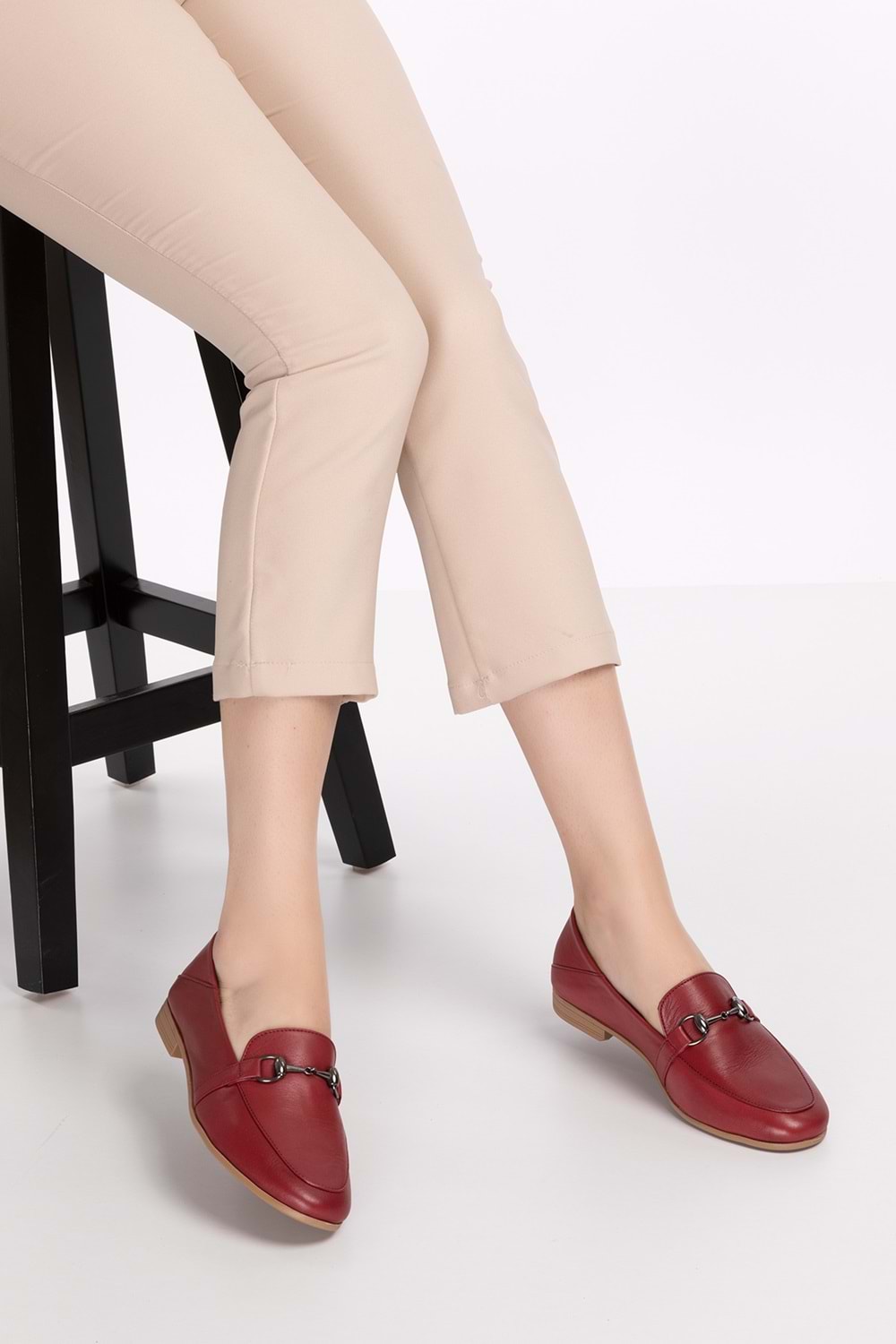 Gondol Hakiki Deri Kadın Babet iz.3501 - Bordo - 37