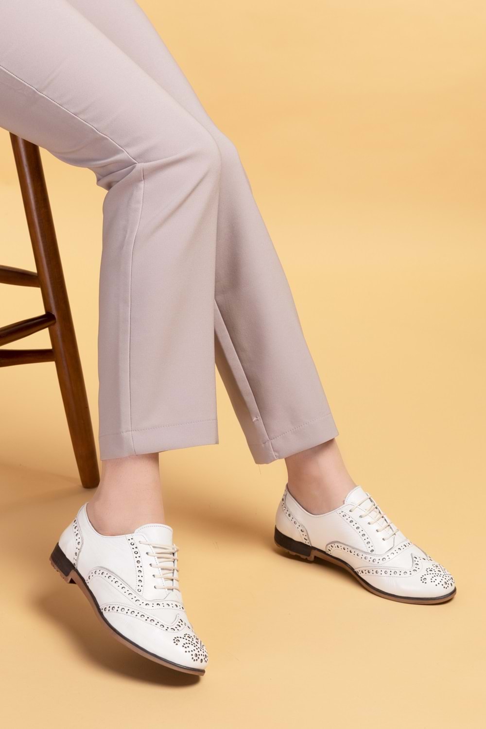 Gondol Hakiki Deri Anatomik Taban Casual Ayakkabı esfa.109 - Beyaz - 38