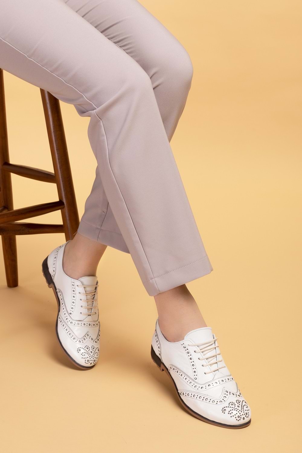 Gondol Hakiki Deri Anatomik Taban Casual Ayakkabı esfa.109 - Beyaz - 38