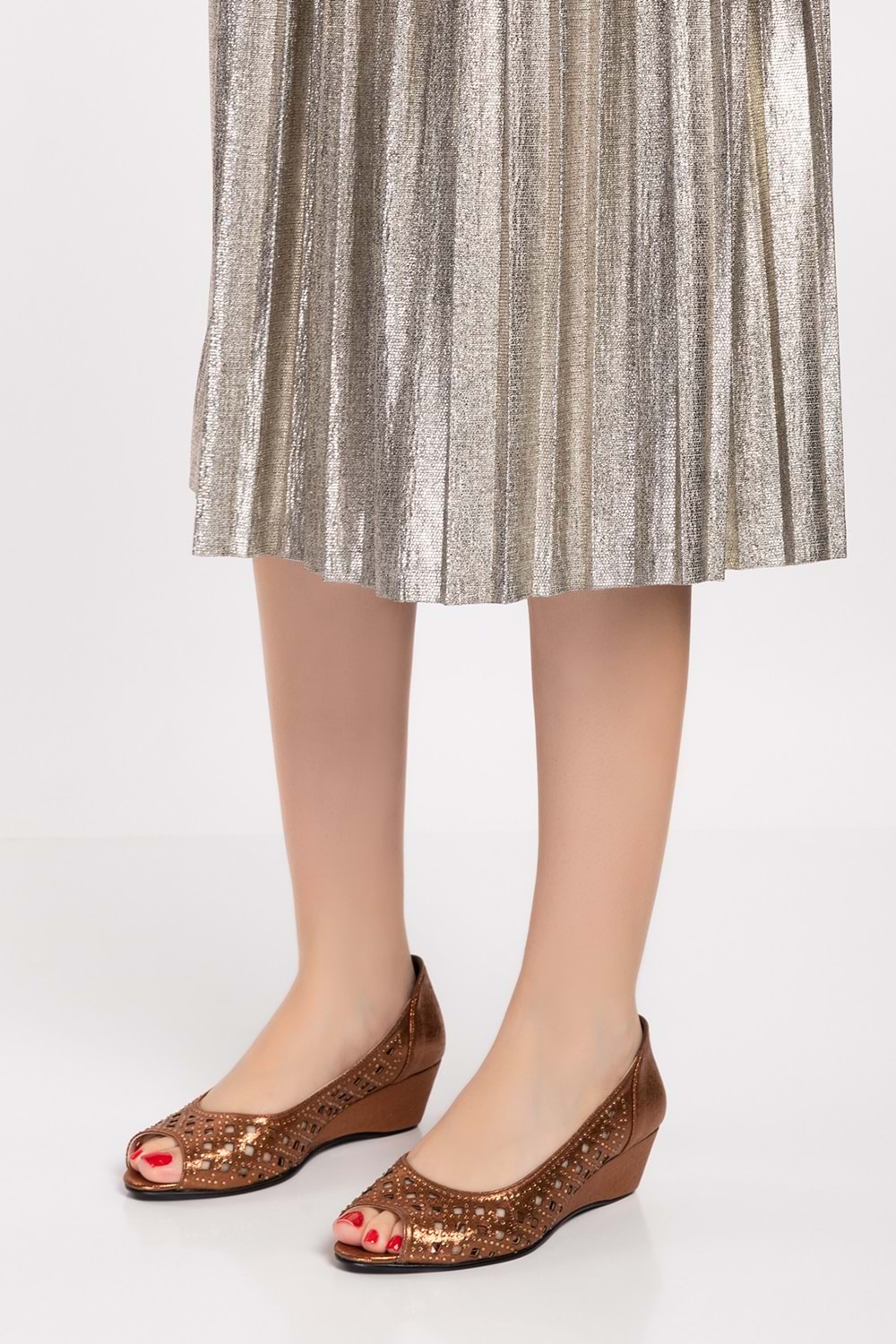 Gondol İçi Deri Abiye Ayakkabı mik.603 - Bakır - 37