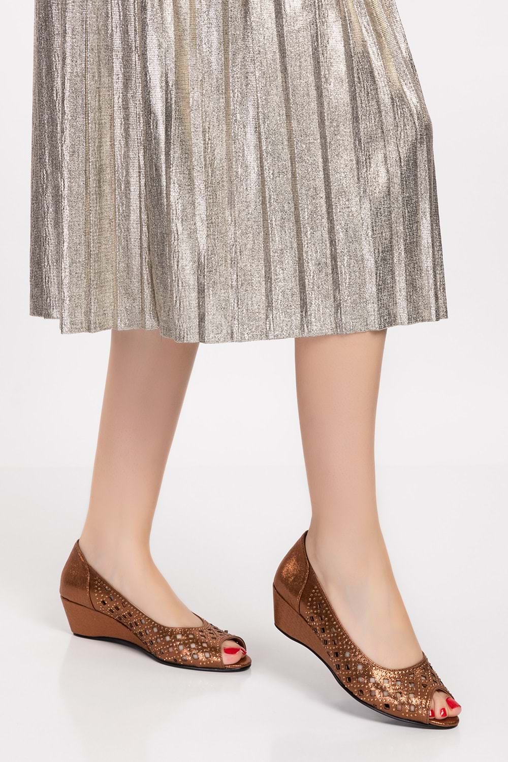 Gondol İçi Deri Abiye Ayakkabı mik.603 - Bakır - 37