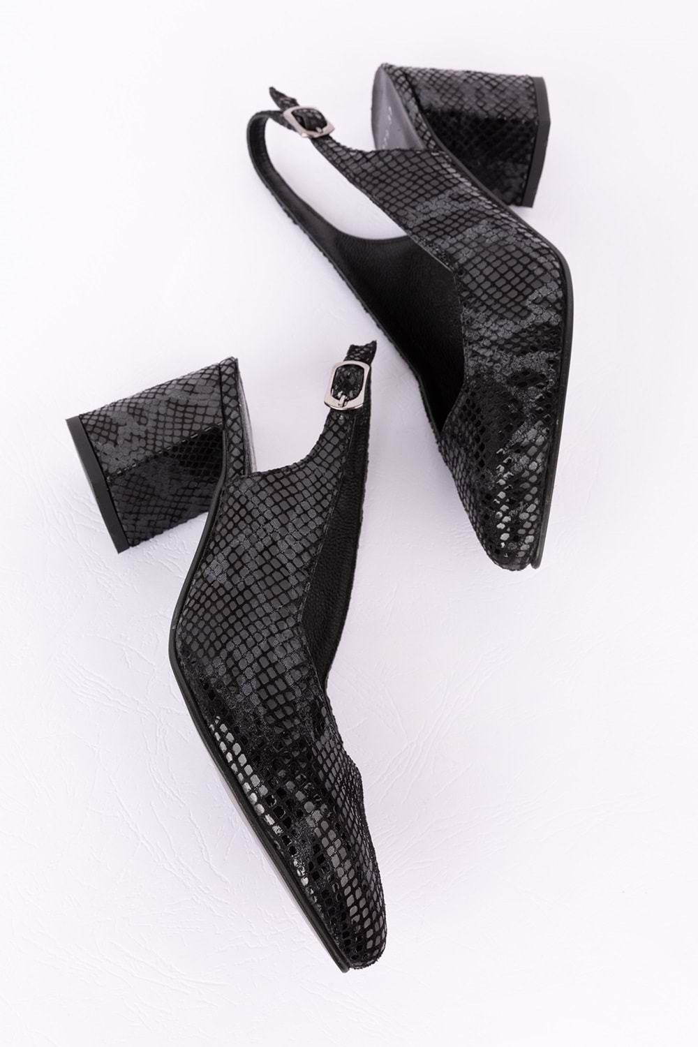 Gondol Kadın Hakiki Deri Yılan Desenli Topuklu Ayakkabı şhn.709 - Çelik Yılan - 36