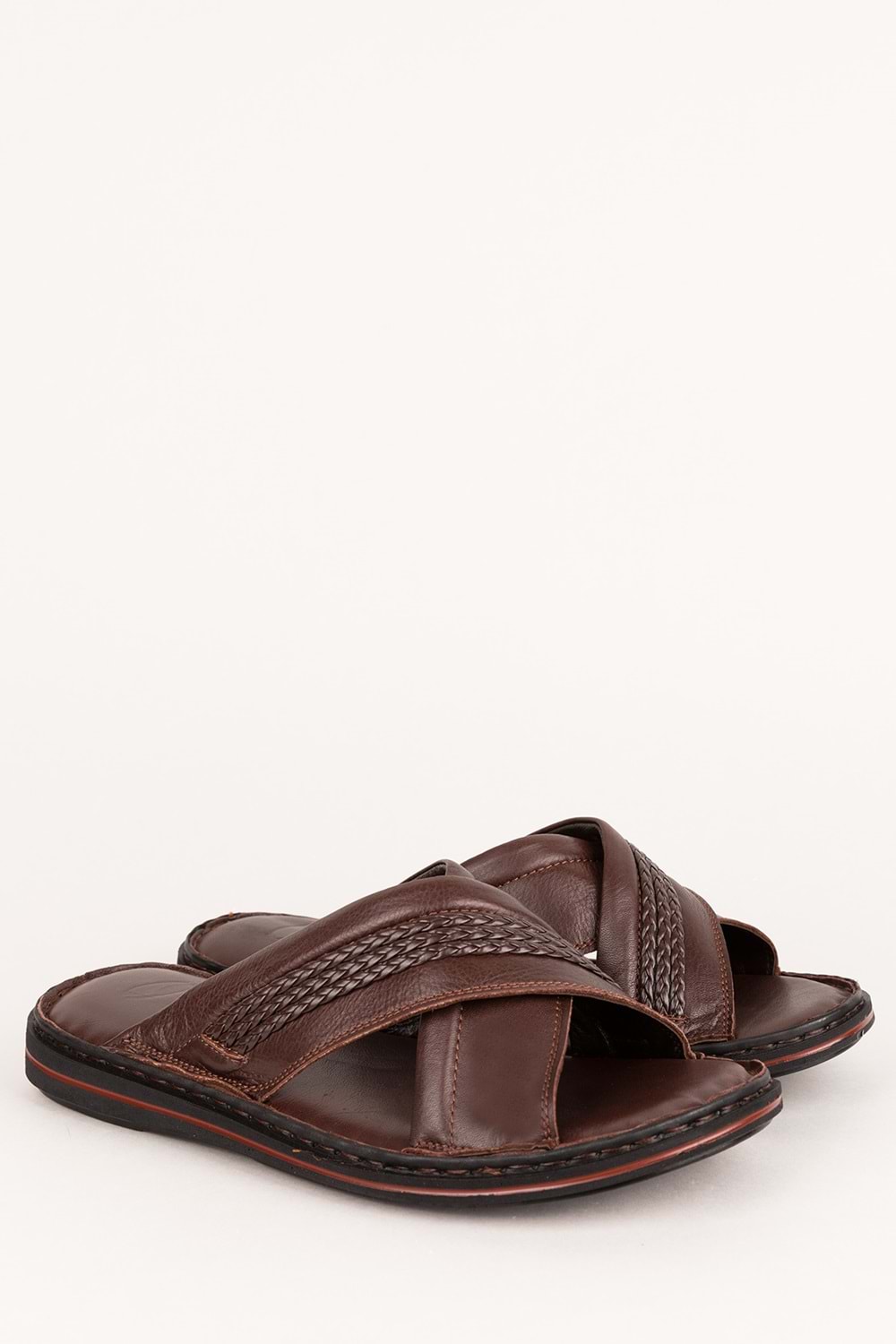 Gondol Erkek Hakiki Deri Comfort Yumuşak Taban Günlük Terlik kml.173 - Kahverengi - 43