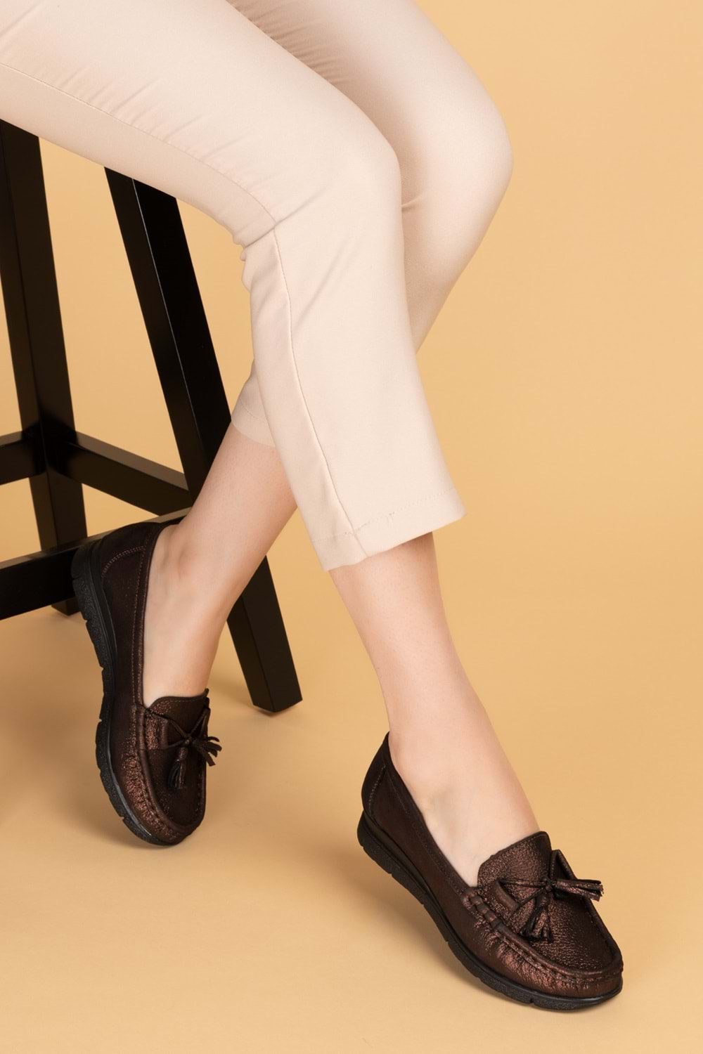 Gondol Hakiki Deri Günlük Rahat Loafer Ayakkabı pyt.1200 - Bakır - 39