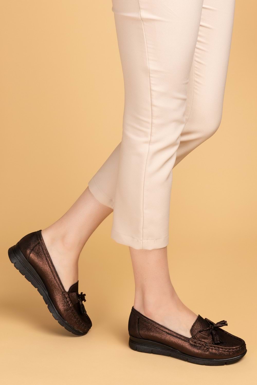 Gondol Hakiki Deri Günlük Rahat Loafer Ayakkabı pyt.1200 - Bakır - 39