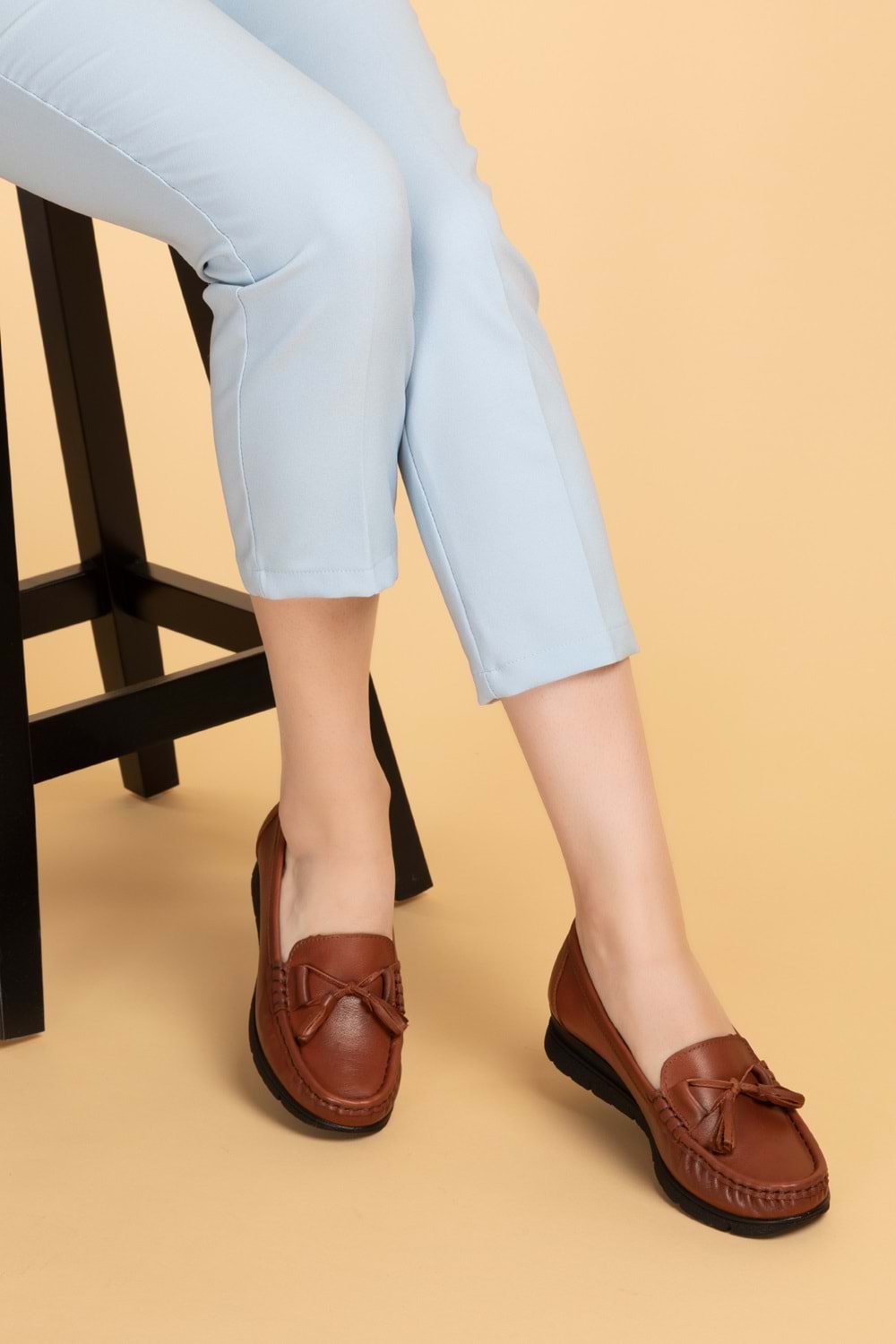 Gondol Hakiki Deri Günlük Rahat Loafer Ayakkabı pyt.1200 - Taba - 39