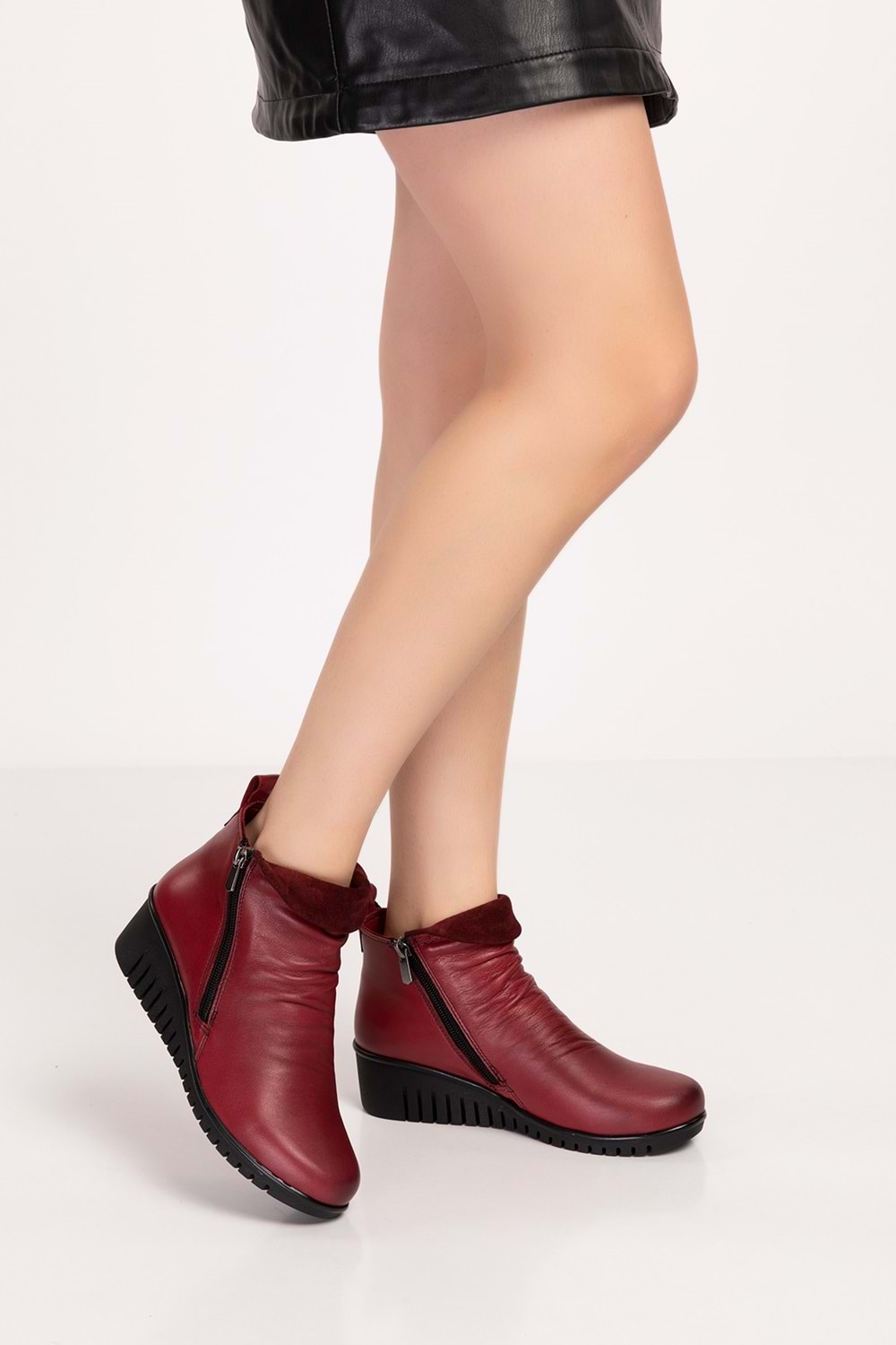 Gondol Kadın Hakiki Deri Kaymaz Dolgu Topuk Taban esfa.2003 - Bordo - 37