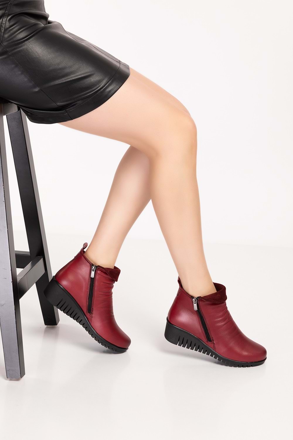 Gondol Kadın Hakiki Deri Kaymaz Dolgu Topuk Taban esfa.2003 - Bordo - 37