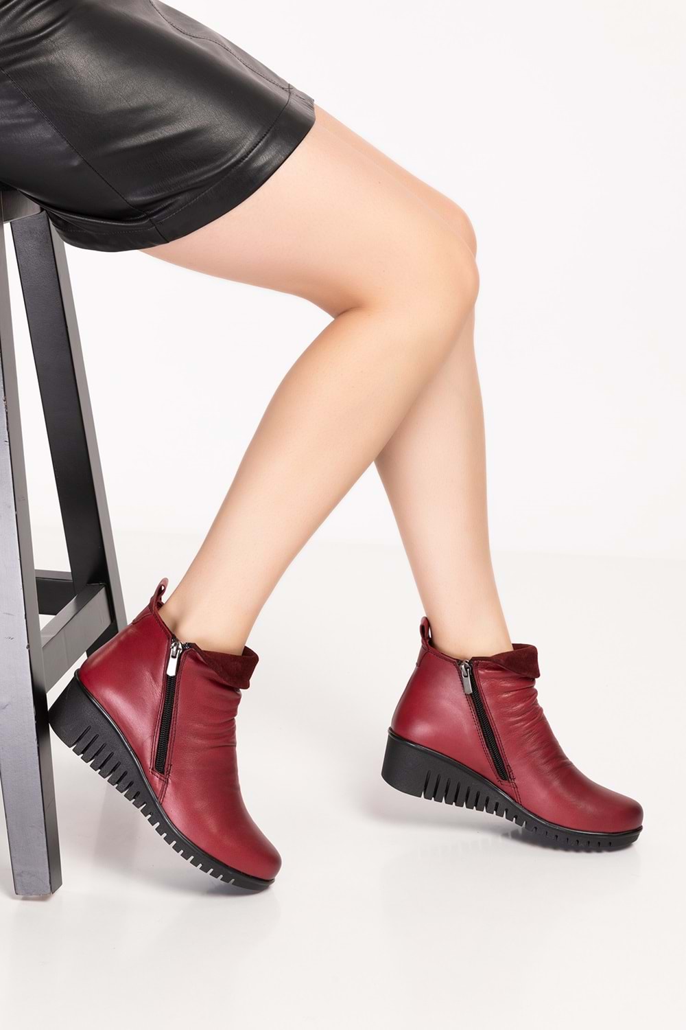 Gondol Kadın Hakiki Deri Kaymaz Dolgu Topuk Taban esfa.2003 - Bordo - 37