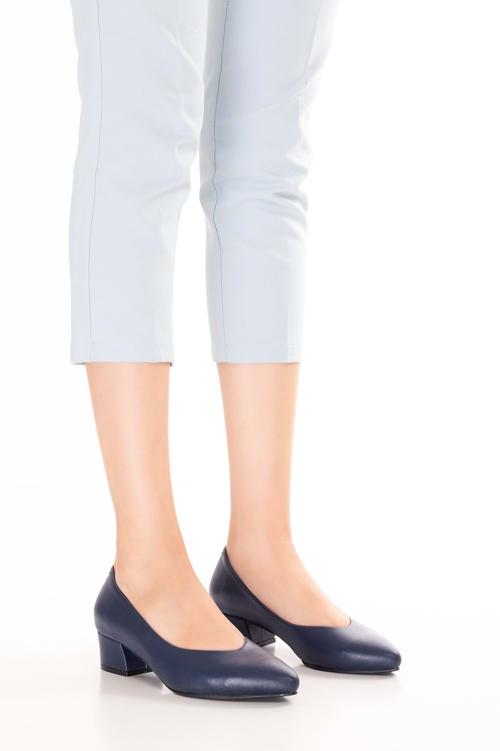 Gondol Kadın Hakiki Deri Topuklu Hostes Ayakkabısı şhn.801 - Lacivert - 41