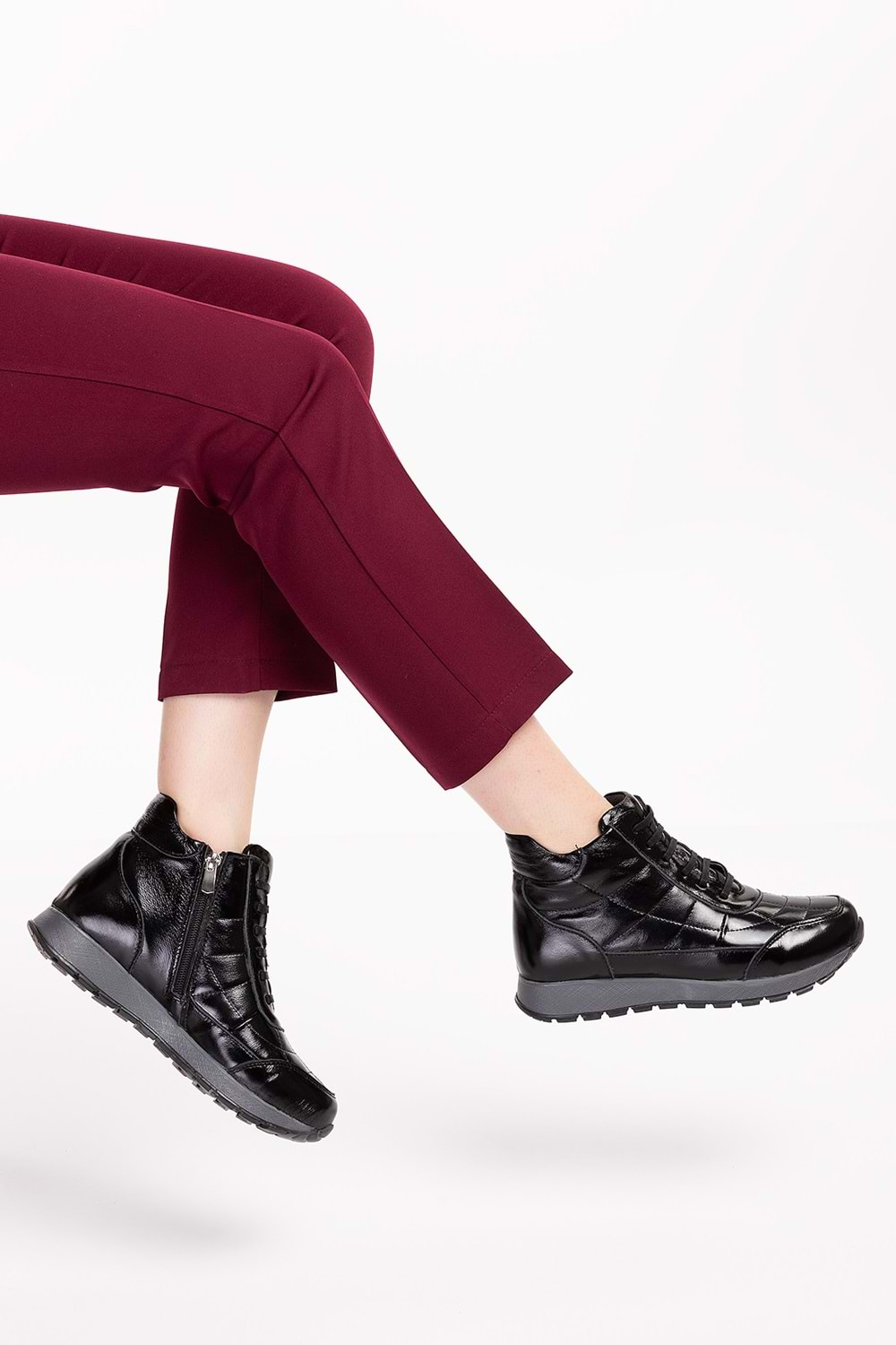 Gondol Içi Dışı Hakiki Deri Anatomik Taban Spor Ayakkabı gndl.616 - siyah rugan - 36