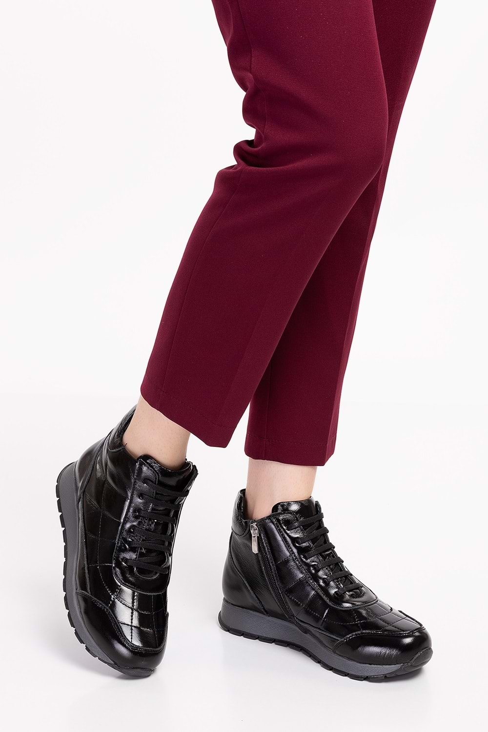 Gondol Içi Dışı Hakiki Deri Anatomik Taban Spor Ayakkabı gndl.616 - siyah rugan - 36