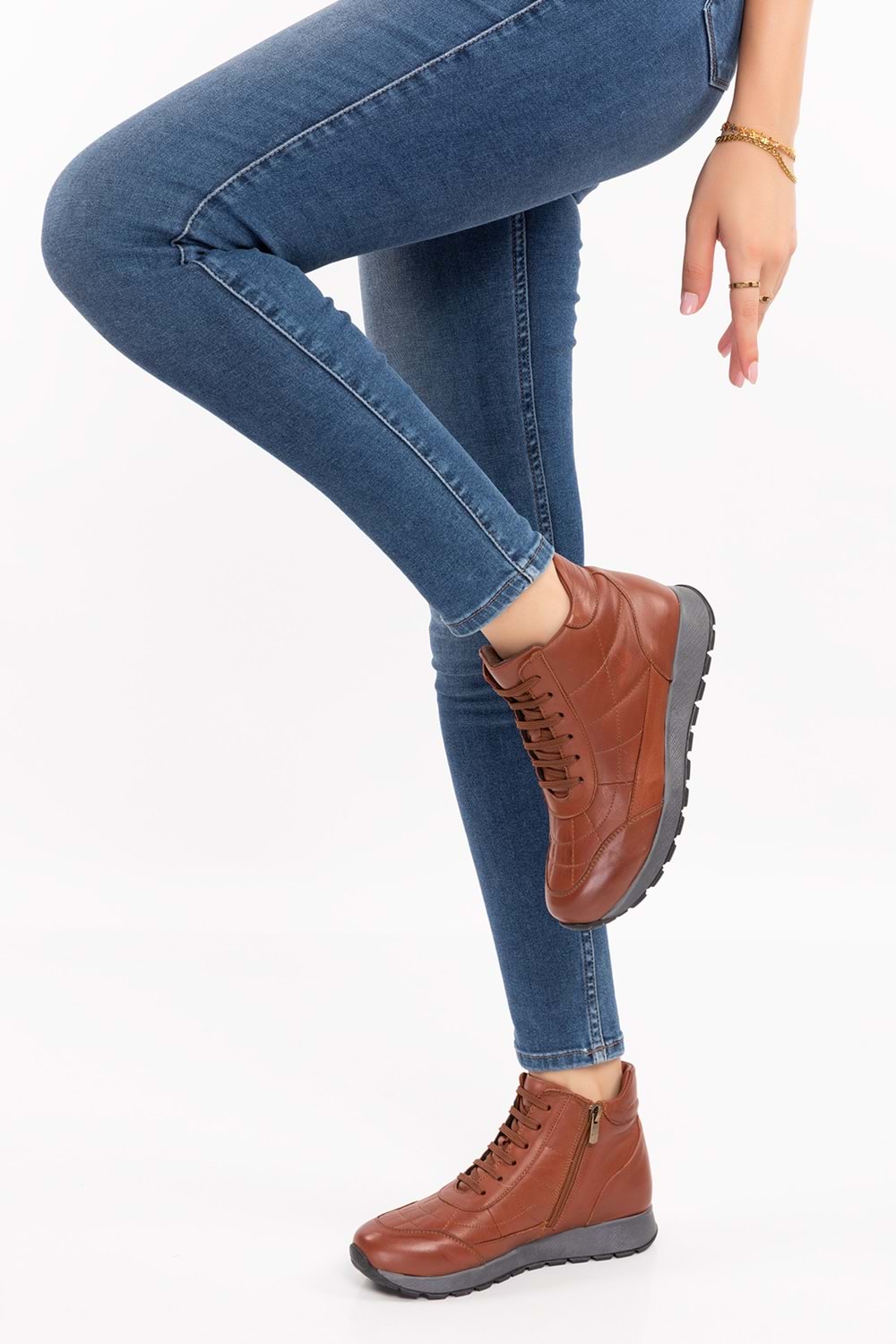 Gondol Içi Dışı Hakiki Deri Anatomik Taban Spor Ayakkabı gndl.616 - Fındık - 36