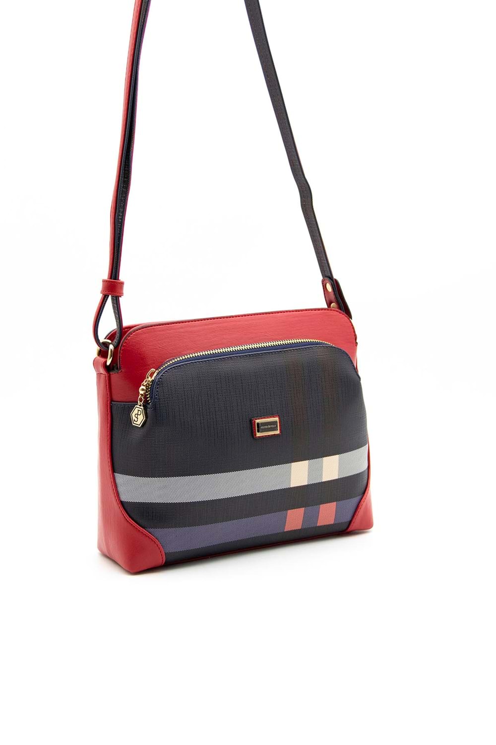 Silver Polo Kadın Tek Bölmeli Ekose Desen Çapraz Çanta sp.364 - Laci Kırmızı Ekose - MK57