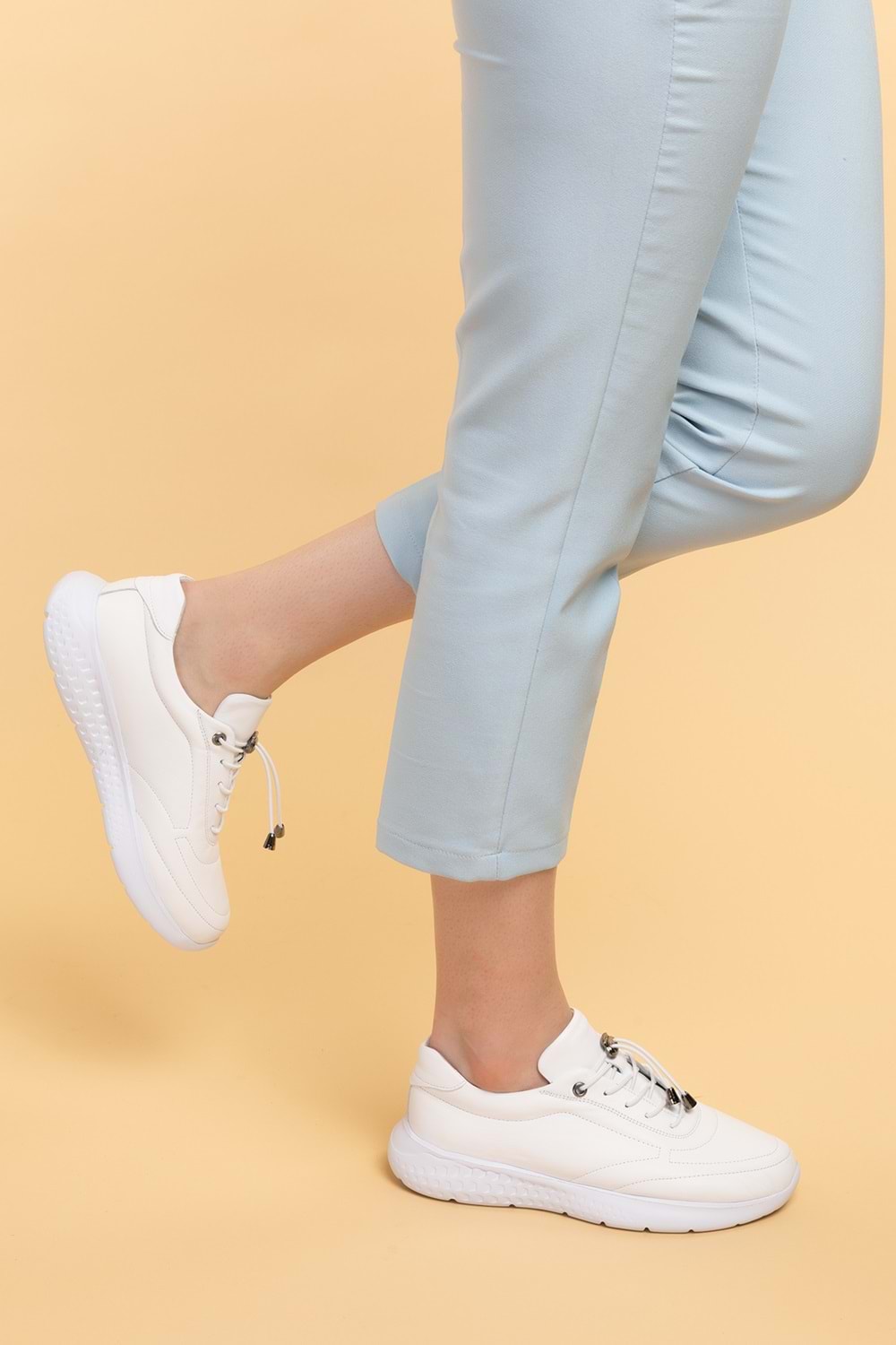 Gondol Içi Dışı Hakiki Deri Faylon Taban Hafif Spor Ayakkabı es.110 - Beyaz - 36