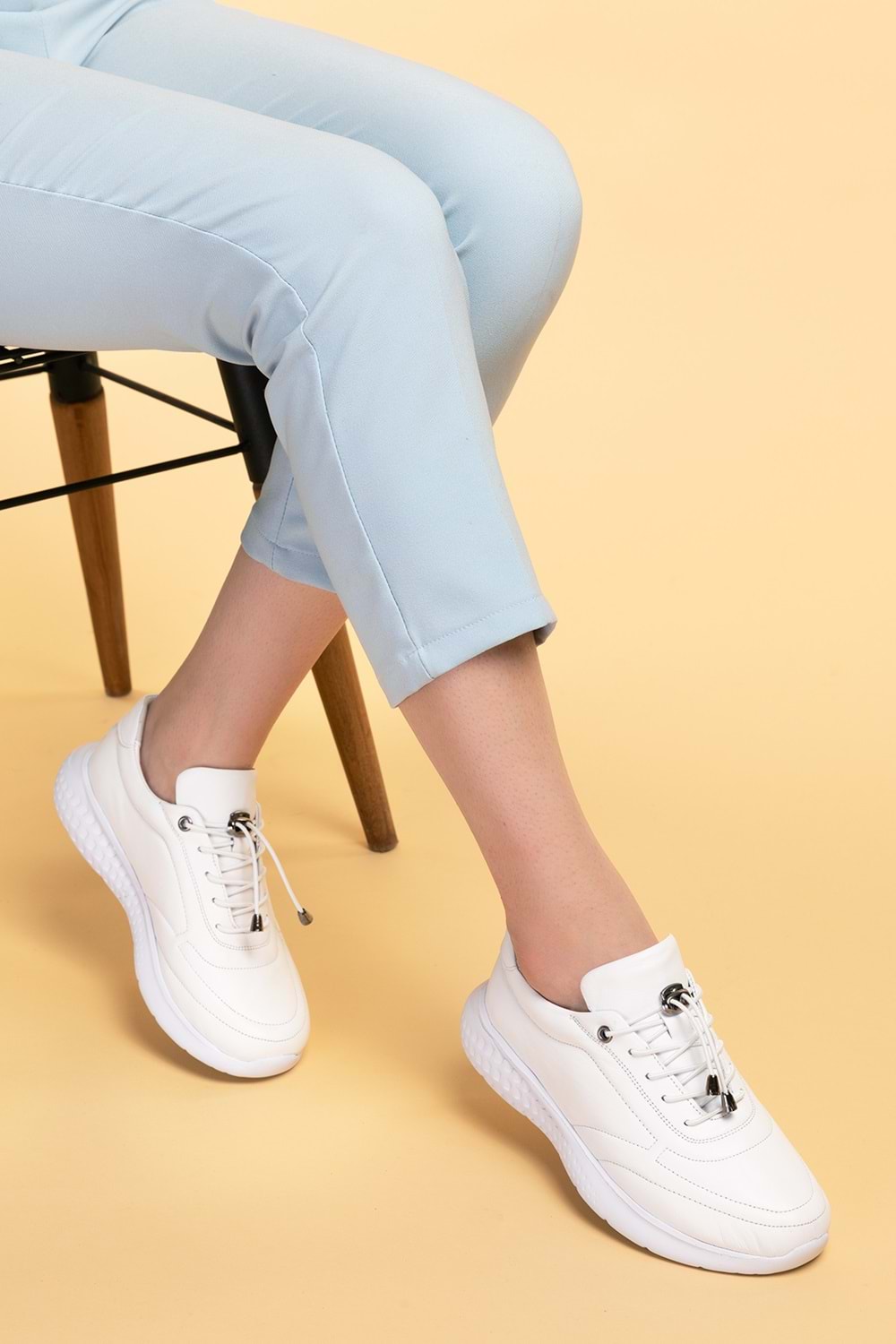 Gondol Içi Dışı Hakiki Deri Faylon Taban Hafif Spor Ayakkabı es.110 - Beyaz - 36