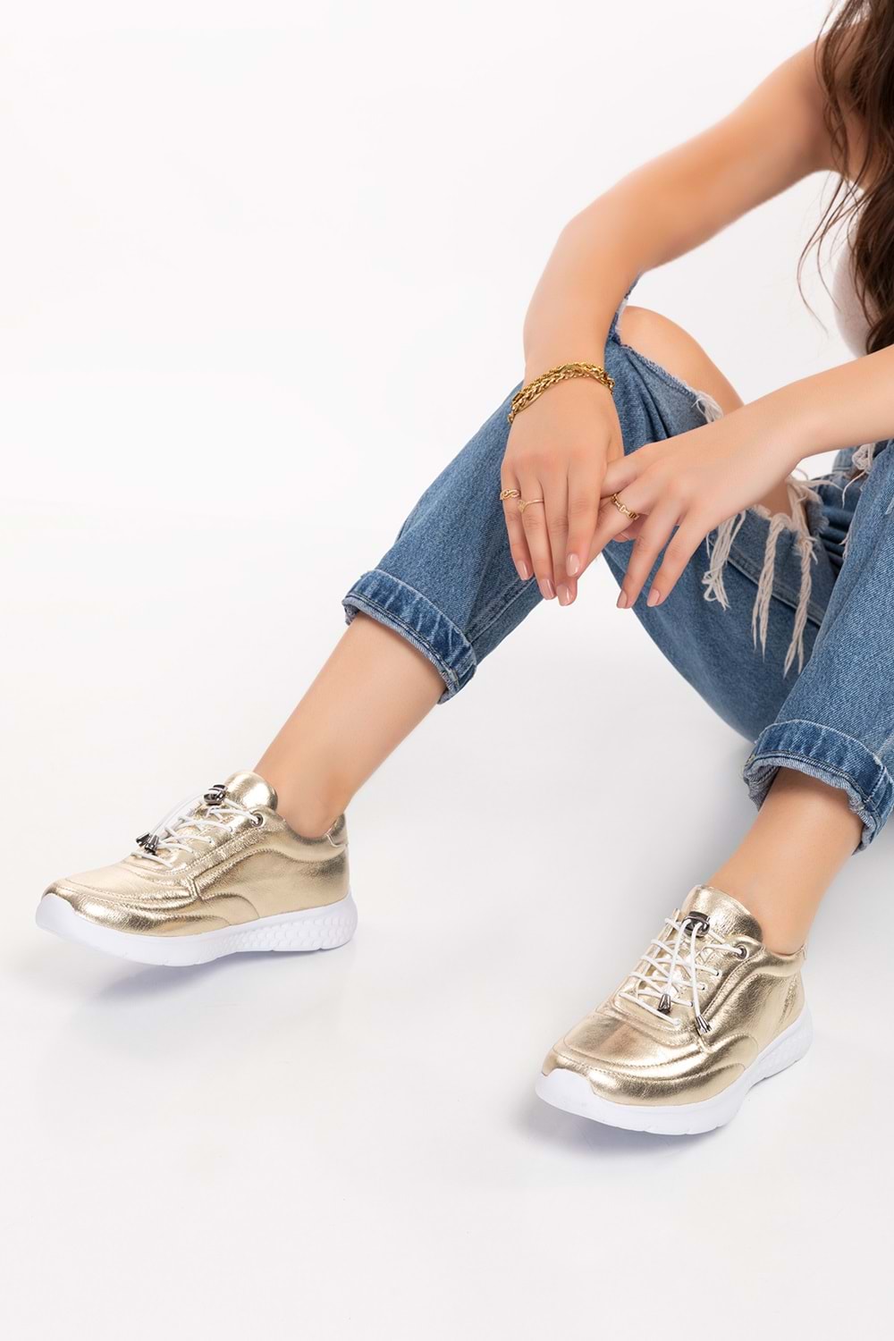 Gondol Içi Dışı Hakiki Deri Faylon Taban Hafif Spor Ayakkabı es.110 - Gold - 36