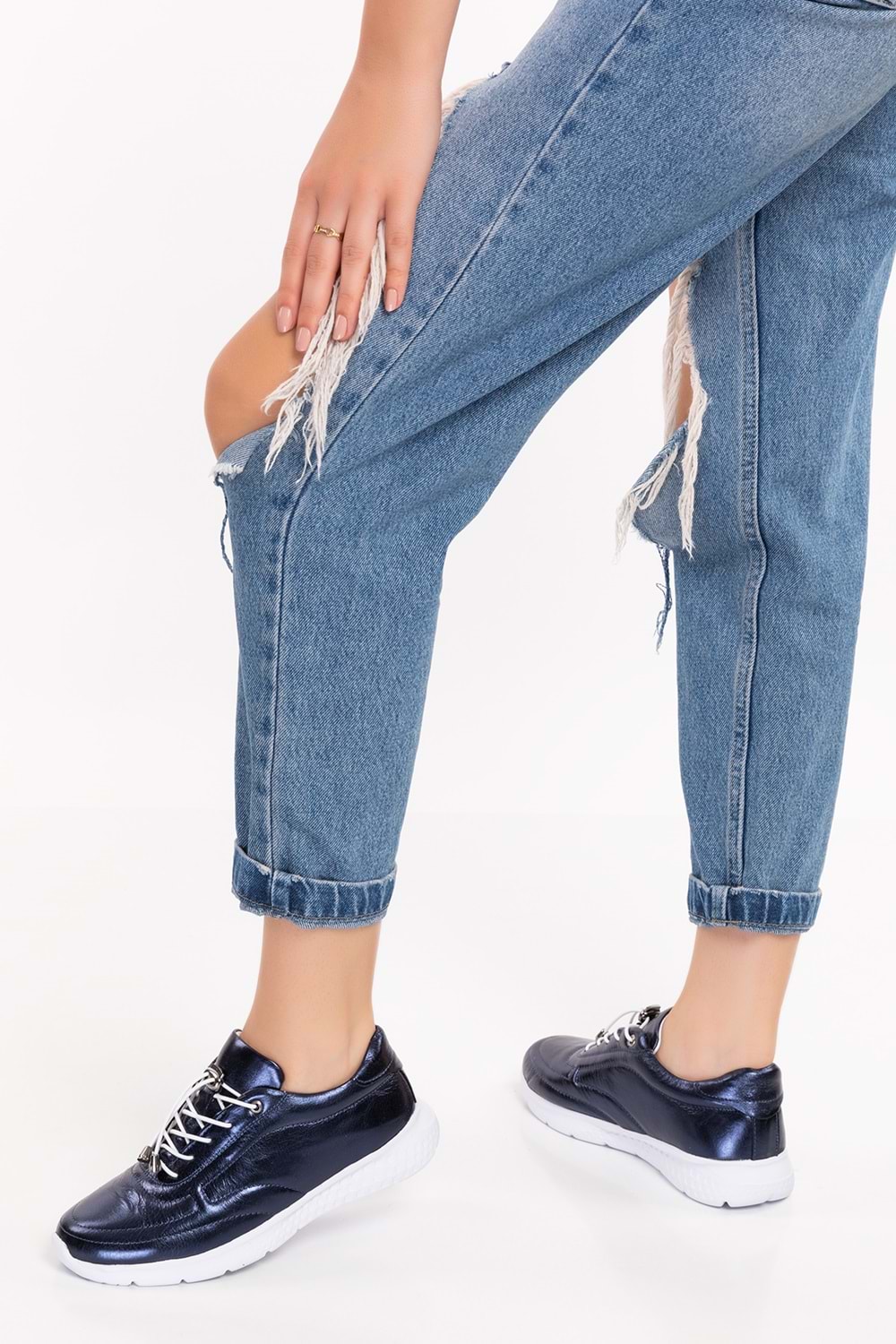 Gondol Içi Dışı Hakiki Deri Faylon Taban Hafif Spor Ayakkabı es.110 - Lacivert - 36