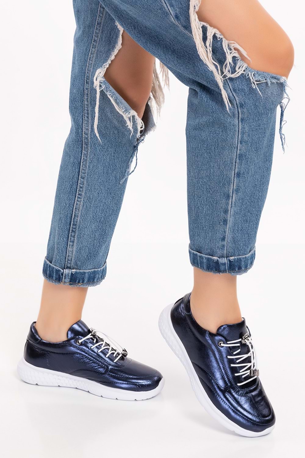 Gondol Içi Dışı Hakiki Deri Faylon Taban Hafif Spor Ayakkabı es.110 - Lacivert - 36