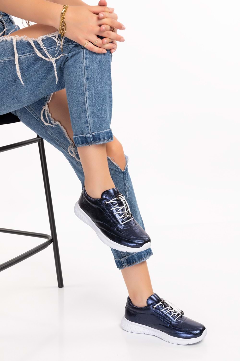 Gondol Içi Dışı Hakiki Deri Faylon Taban Hafif Spor Ayakkabı es.110 - Lacivert - 36