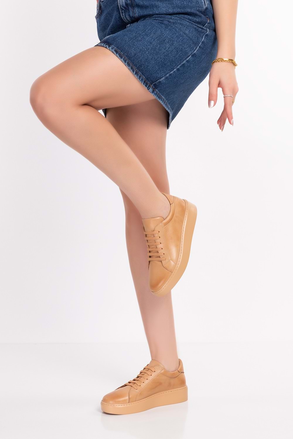 Gondol Hakiki Deri Anatomik Taban Spor Ayakkabı ell.6839 Cappuccino 36