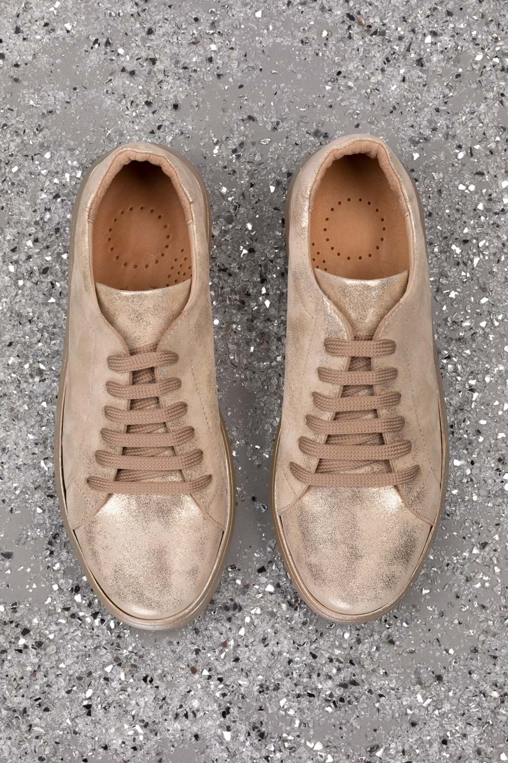 Gondol Hakiki Deri Anatomik Taban Spor Ayakkabı ell.6839 - Gold - 40