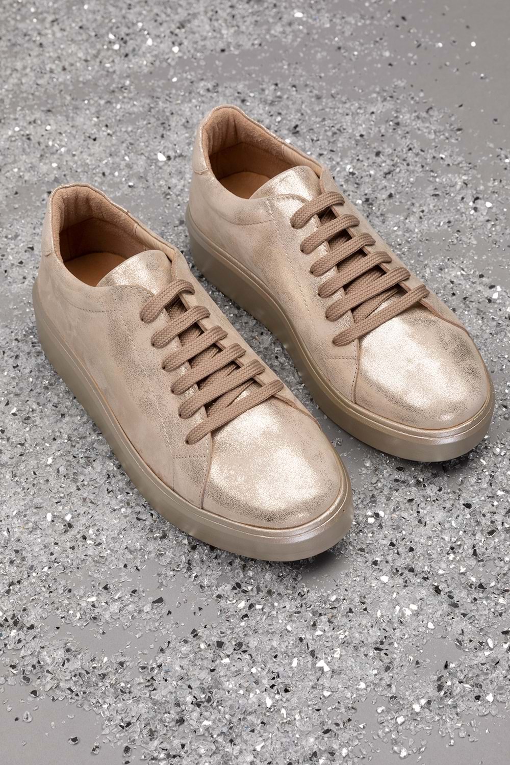 Gondol Hakiki Deri Anatomik Taban Spor Ayakkabı ell.6839 - Gold - 40