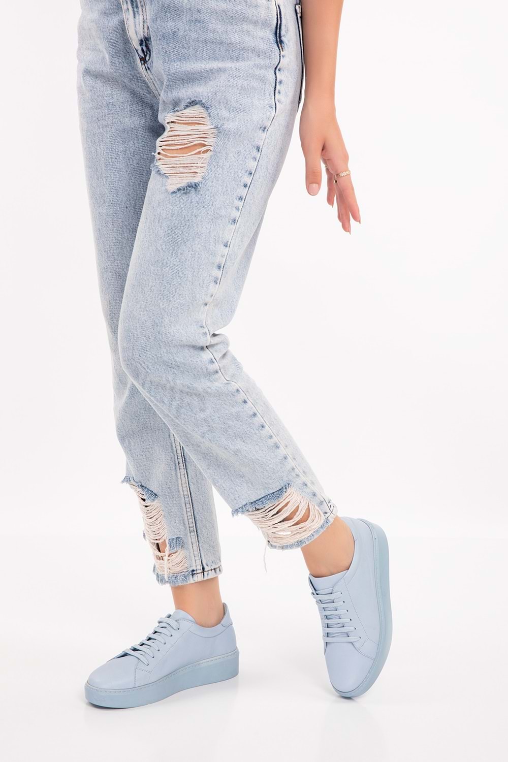 Gondol Hakiki Deri Anatomik Taban Spor Ayakkabı ell.6839 - Bebe Mavi - 39