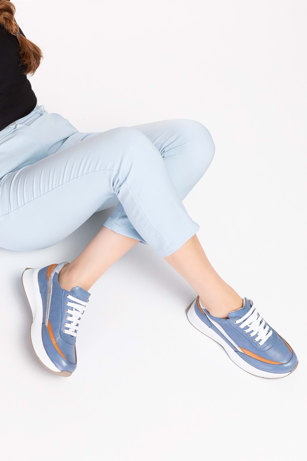 Gondol Içi Dışı Hakiki Deri Anatomik Taban Spor Ayakkabı gndl.562 - Mavi - 37