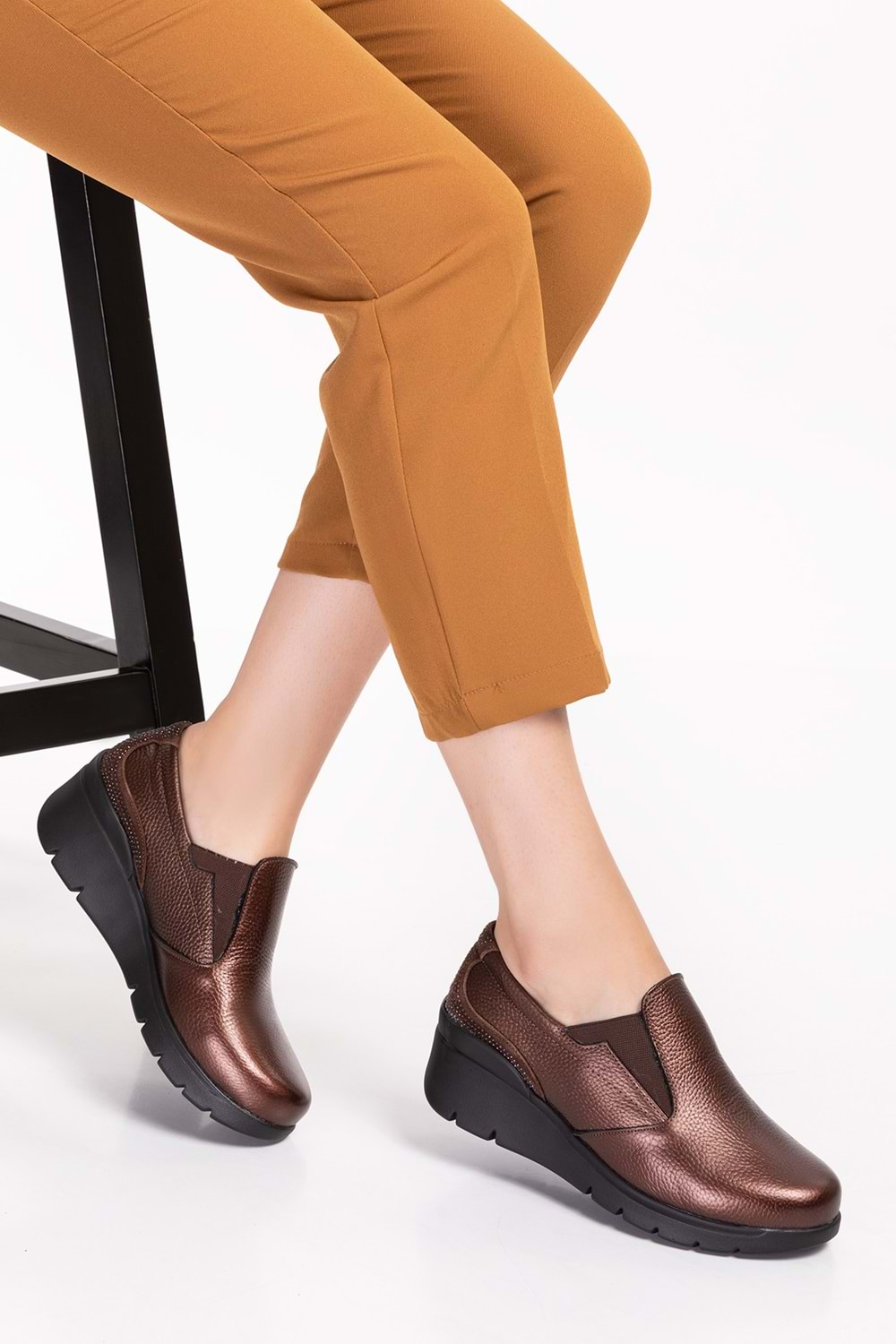 Gondol Hakiki Deri Anatomik Taban Rahat Ayakkabı esfa.4052 - Kahverengi - 42