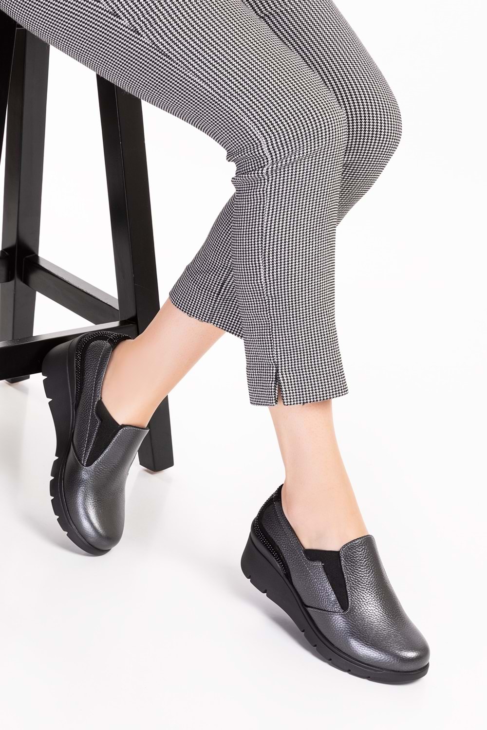 Gondol Hakiki Deri Anatomik Taban Rahat Ayakkabı esfa.4052 - Antrasit - 36