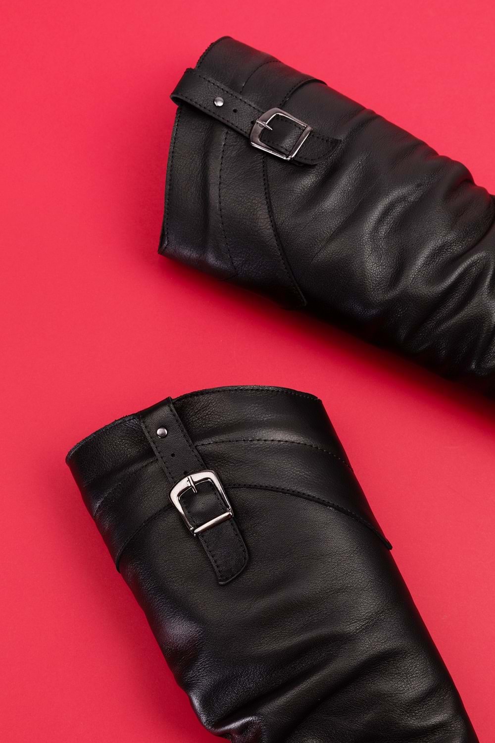 Gondol Hakiki Deri Toka Detay Şık Topuklu Çizme Anl.7087 - Siyah - 39