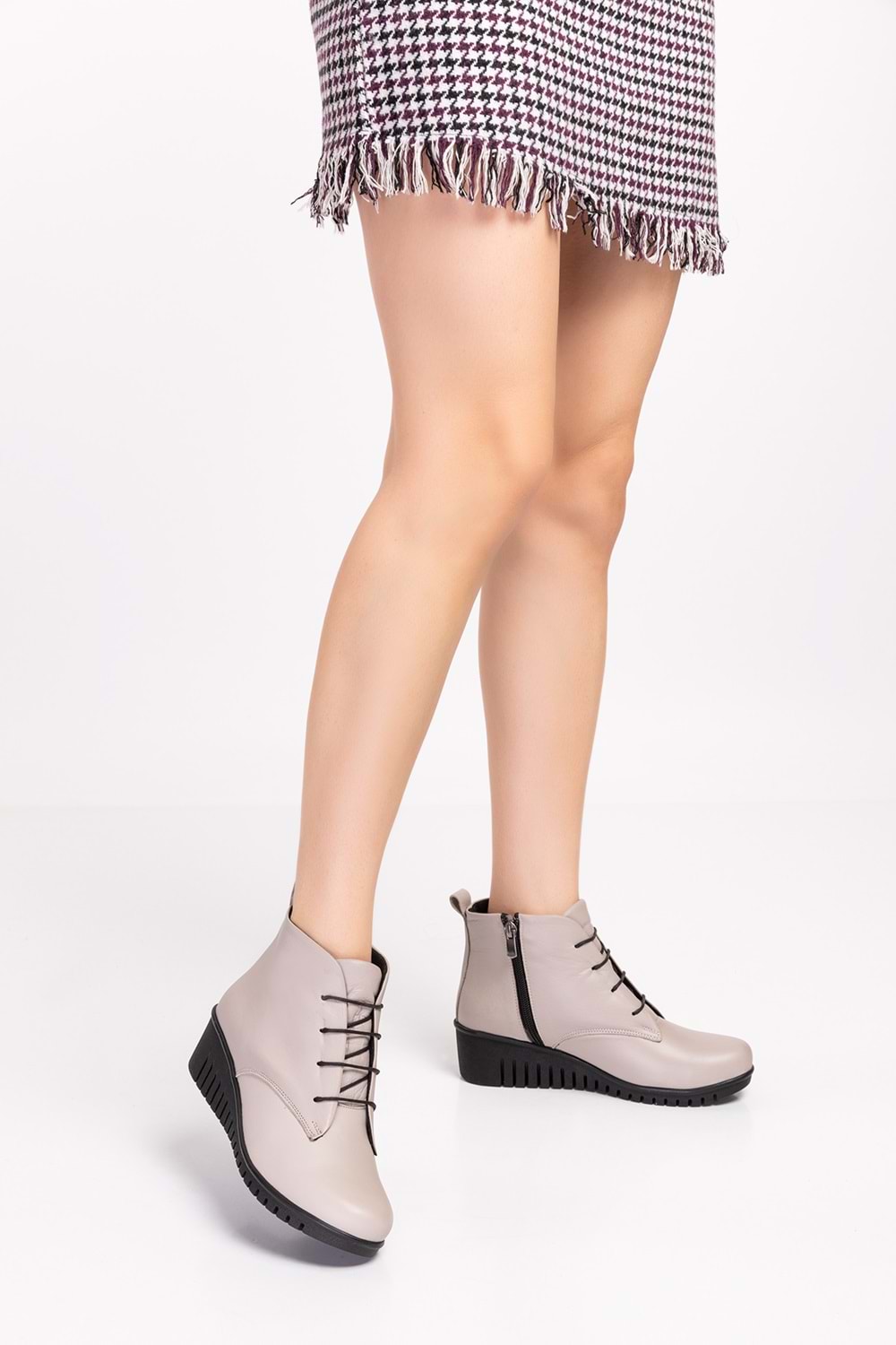 Gondol Kadın Hakiki Deri Kaymaz Dolgu Topuk Taban esfa.2002 - Gri - 39