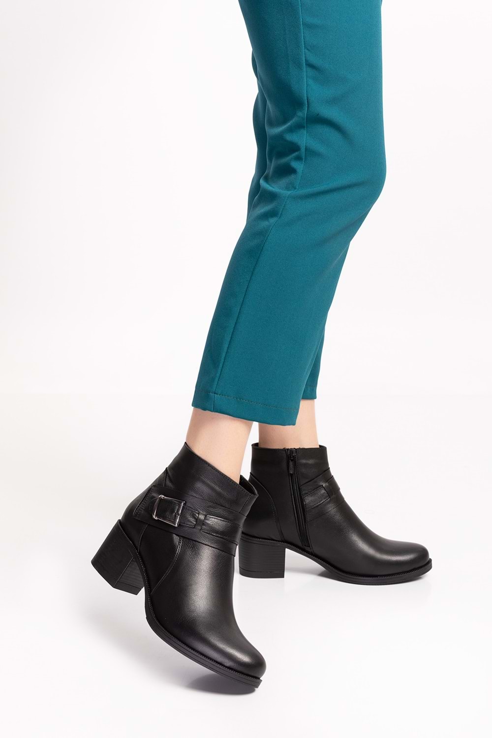 Gondol Kadın Hakiki Deri Kaymaz Taban Topuklu Bot okn.1063 - Siyah - 36