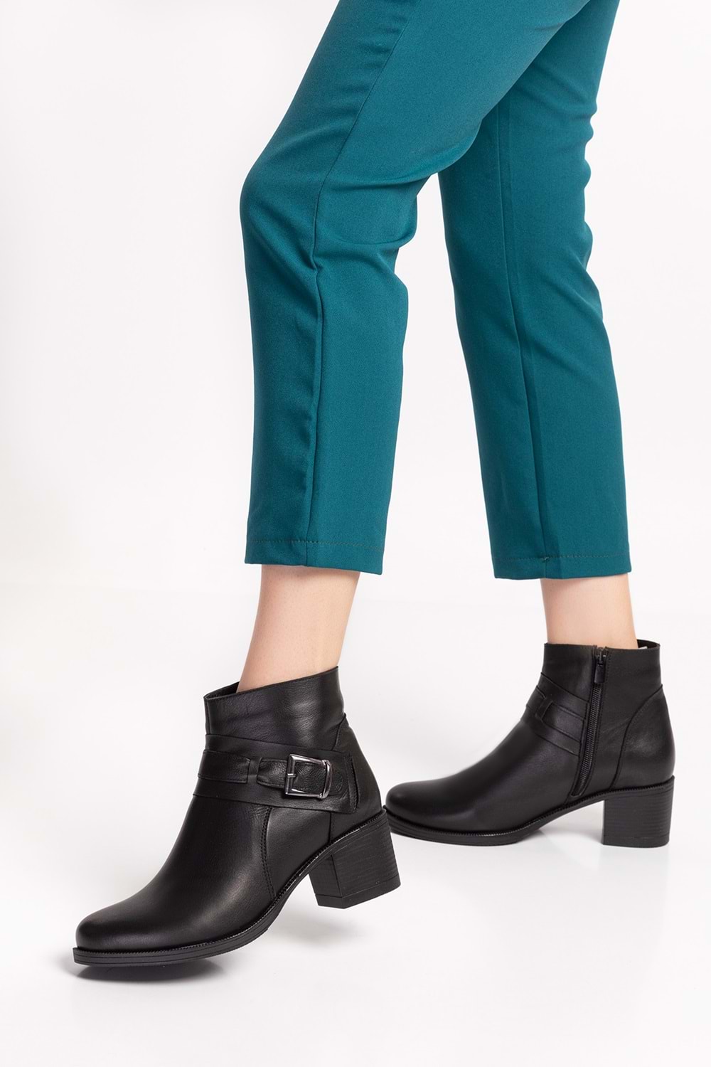 Gondol Kadın Hakiki Deri Kaymaz Taban Topuklu Bot okn.1063 - Siyah - 36