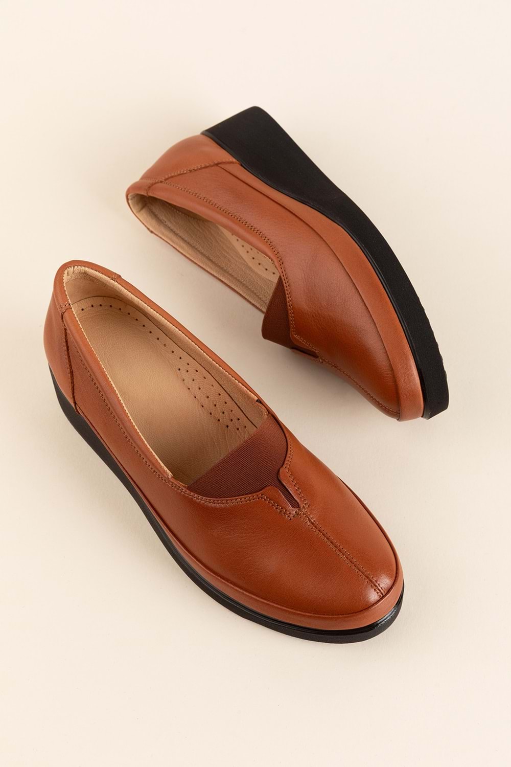 Gondol İçi Dışı Hakiki Deri Yumuşak Dokulu Günlük Ayakkabı ndr.101 - Taba - 37