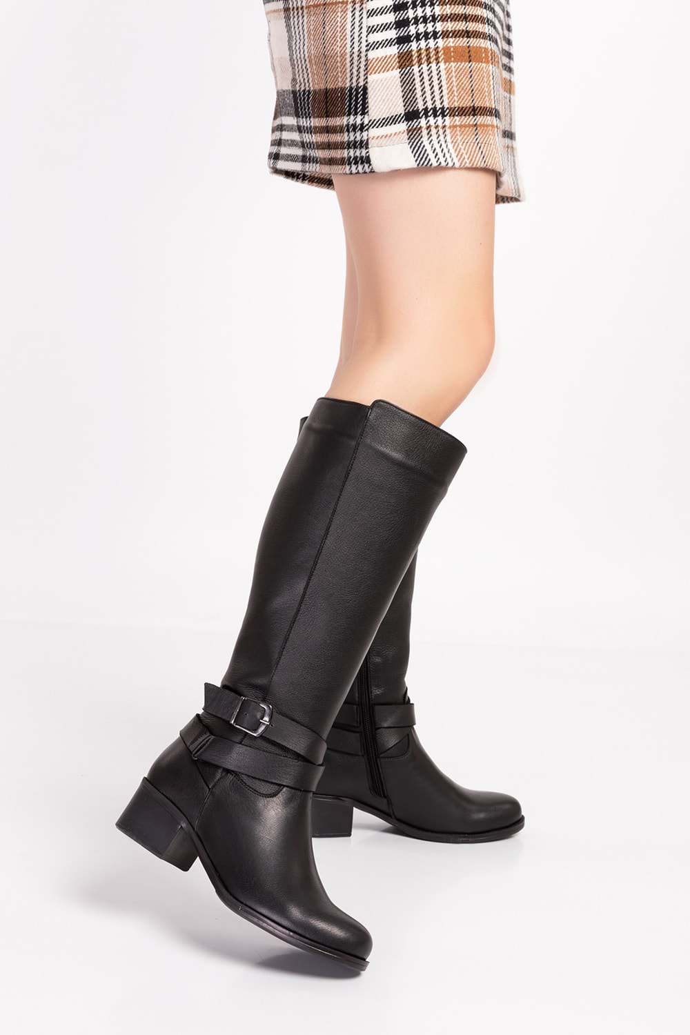 Gondol Hakiki Deri Şık Topuklu Çizme Anl.7068 - Siyah - 36