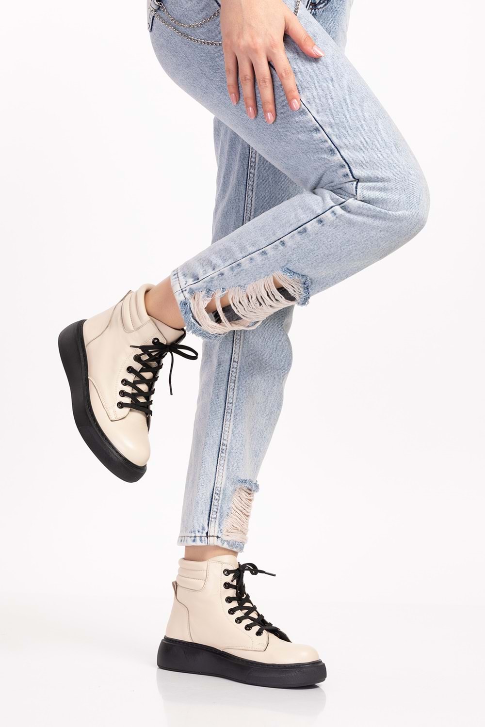 Gondol Içi Dışı Hakiki Deri Anatomik Taban Bot gap.15501 - Kemik - 39