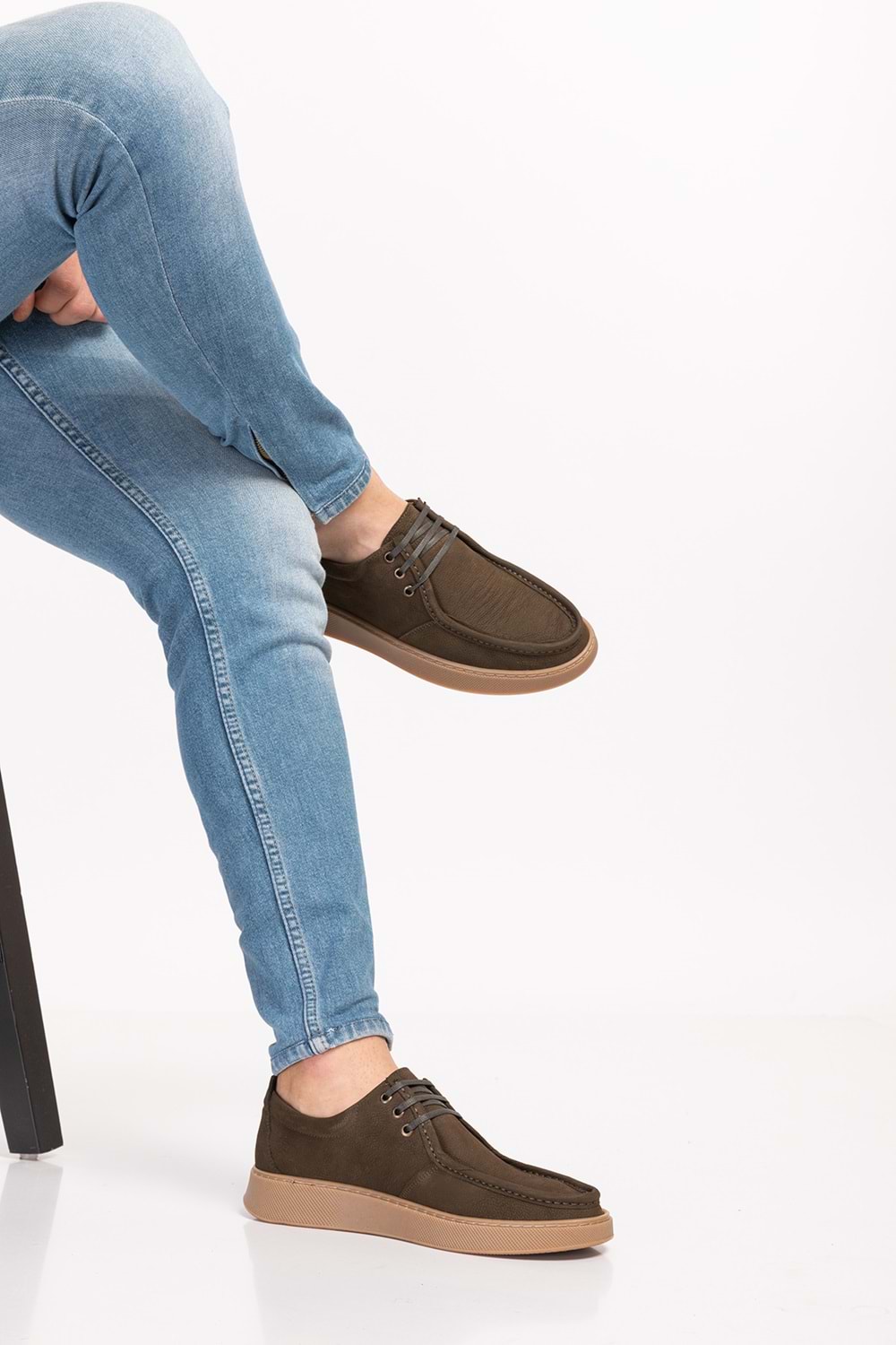 Gondol Hakiki Deri Erkek Loafer Ayakkabı src.810 - Haki Nubuk - 41