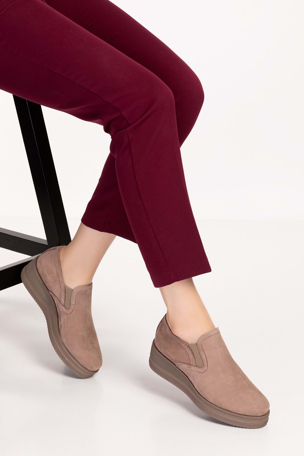 Gondol Kadın Hakiki Deri Anatomik Taban Günlük Ayakkabı ell.6294 - Vizon - 40