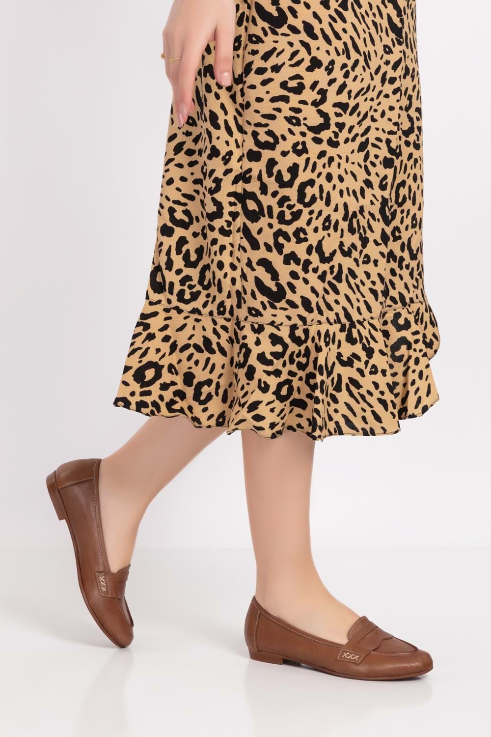 Gondol Kadın Hakiki Deri Loafer Babet Anl.6184 - Ceviz - 37